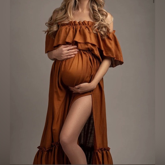 Rust boho maxi off the shoulder dress - Picture 4 of 4